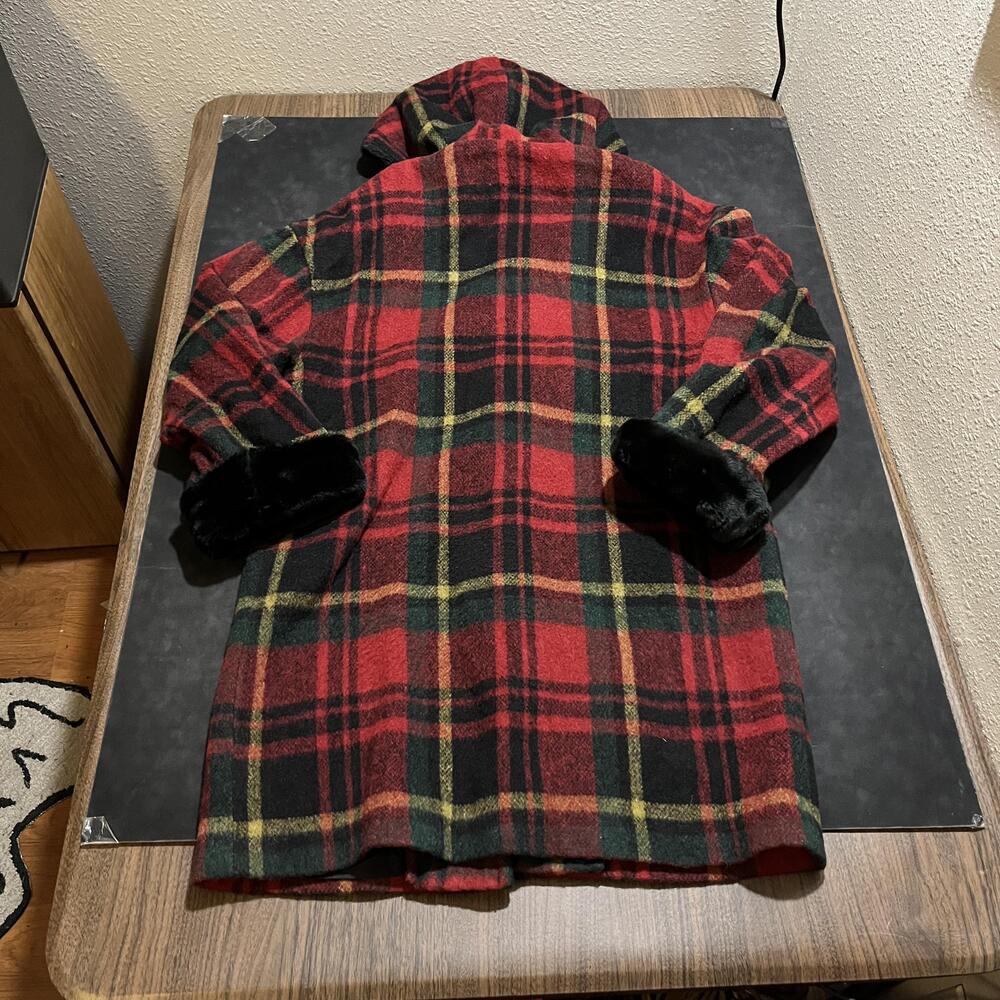 Braetan Duffle Coat Womens Small Plaid Hooded Toggle Fireman Lobster Clasp USA - Picture 13 of 13